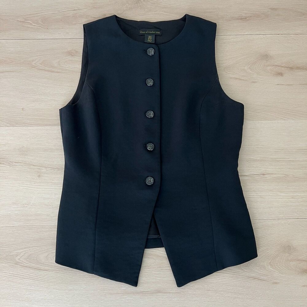 House of Harlow 1960 Black Button Up Vest Size 8 CBK Aesthetic Dark Academia - Picture 3 of 14